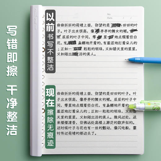 【卡通按动自带橡皮擦可擦中性笔】12支装0.5子弹头卡通设计自带橡皮擦热可擦中性笔反复书写 商品图3