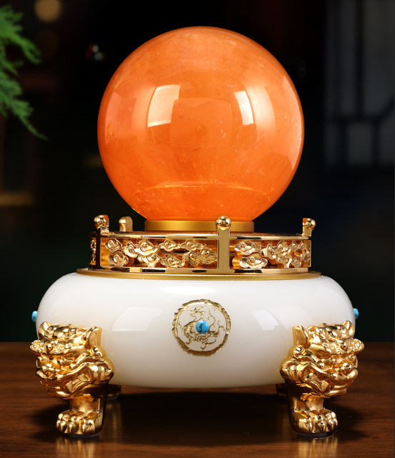 【彼达思】财源滚滚招财聚宝盆摆件水晶球客厅玄关酒柜办公室装饰品乔迁商务礼品