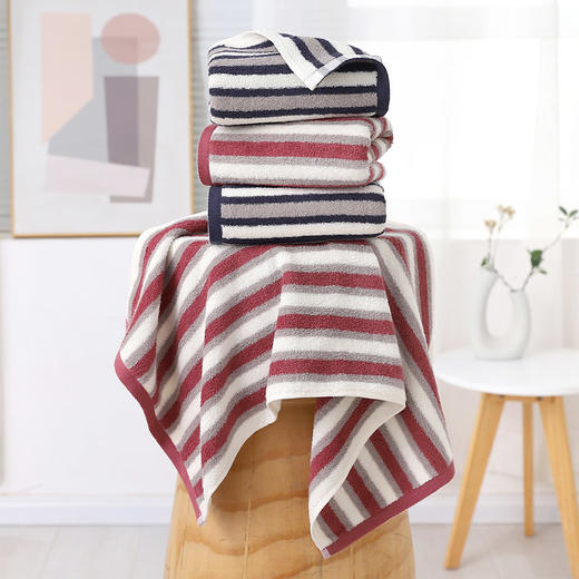 【彩条毛巾】彩条纹毛巾条纹毛巾全棉洗脸毛巾洗澡毛巾条纹款新品 商品图3