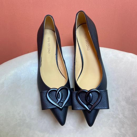 IUIU SECOND2022春新款爱心蝴蝶结尖头单鞋气质高跟浅性感细跟 商品图3