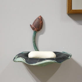 免钉壁挂式香皂盒仿古创意沥水皂盒置物架中式卫生间浴室肥皂碟