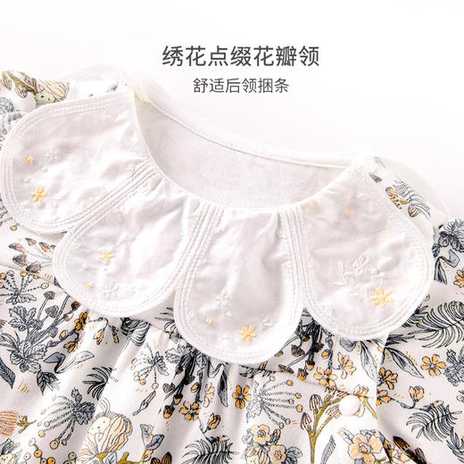 英氏婴儿连体衣春夏2022新款女宝碎花蛤衣爬服花边领YRHAJ12170A 商品图1