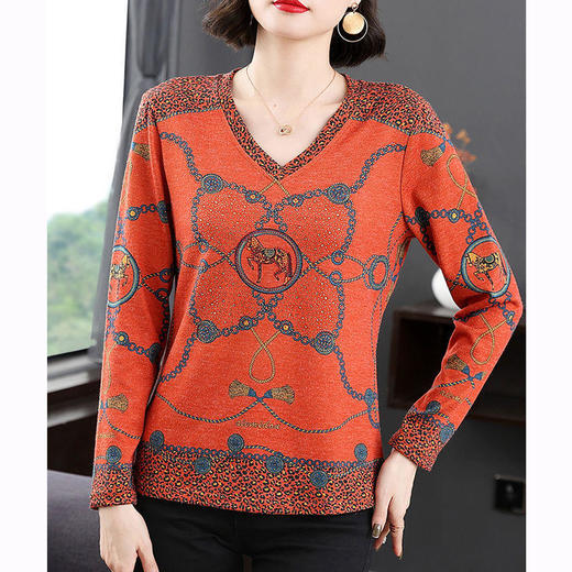 AA YC洋气减龄V领长袖t恤百搭宽松高档打底衫 商品图2