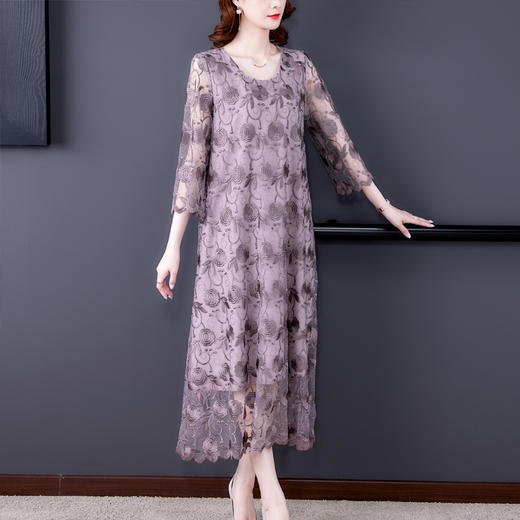 AHM  msfs9877镂空绣花气质时尚女神优雅连衣裙 商品图2