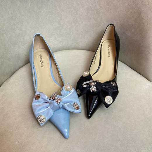 IUIU SECOND   2022春季新款甜美少女风蝴蝶结高跟鞋2022春季新款时装鞋商场同款U22AE17801 商品图1