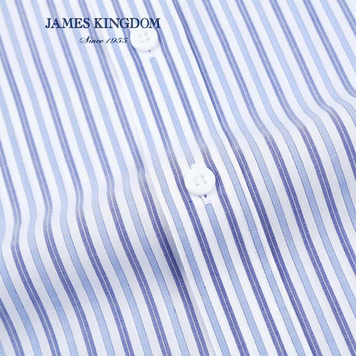 【夏季短袖特价】占姆士Jameskingdom男士休闲短袖衬衫中青年修身条纹夏季衬衣 商品图2