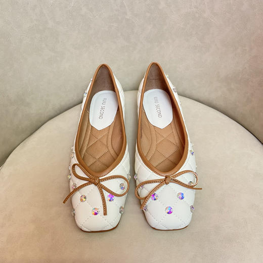 IUIU SECOND2022春季新款女单鞋蝴蝶结晚晚风仙女鞋平底浅口豆豆U22AE18001 商品图1