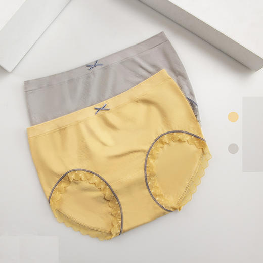 （ DMN2107）蕾丝内裤女士 莫代尔纯棉内裆无缝马卡龙色女式中腰内裤 商品图0