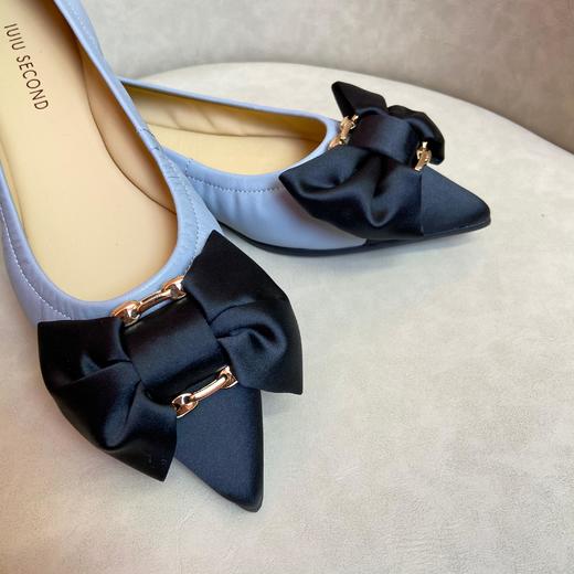 IUIU SECOND2022春季新款小香风蝴蝶结舒软浅口羊皮平底小单鞋 商品图4