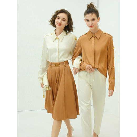 COCOBELLA肌理质感大摆伞裙女高腰垂感百褶半身裙HS52 商品图4