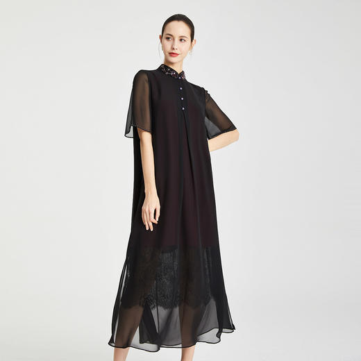 RF8A7斯尔丽瑟俪立体定位花烫钻中式宽松版长款连衣裙 商品图0