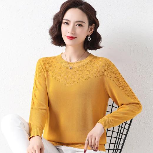 LZ68951 宽松显瘦镂空冰丝打底衫圆领套头毛衣春秋 商品图3