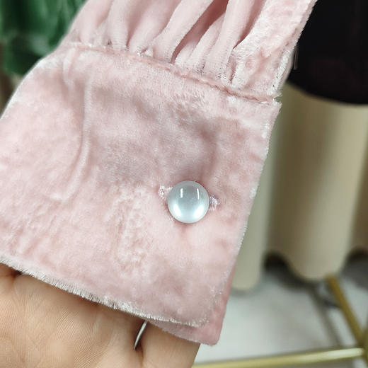 丁摩 春秋洋气真丝丝绒上衣女衬衫宽松长袖V领打底衫Q121207-DS399 商品图7