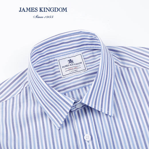 【夏季短袖特价】占姆士Jameskingdom男士休闲短袖衬衫中青年修身条纹夏季衬衣 商品图1