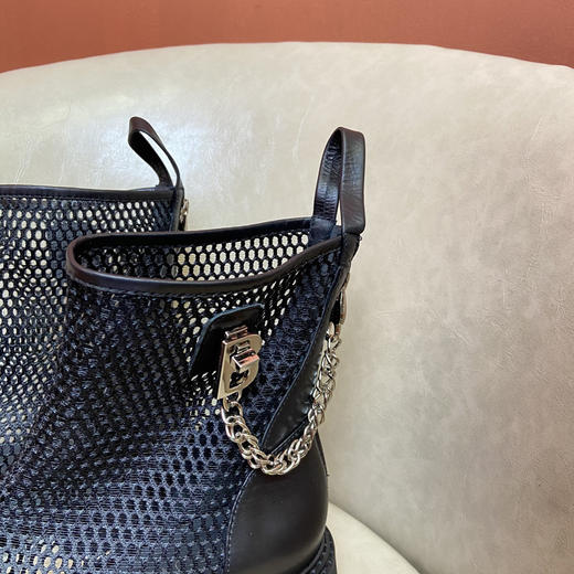 IUIU SECOND2022春季新款镂空马丁靴夏季网靴透气百搭粗跟舒适中筒商场同款U22AM17891 商品图3