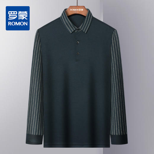 【拼色条纹】罗蒙polo衫男长袖春夏新款商务休闲通勤百搭男士t恤 商品图6