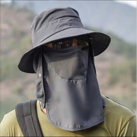 防晒帽子男士钓鱼帽夏季渔夫帽户外登山太阳帽遮脸防紫外线遮阳帽 商品图3