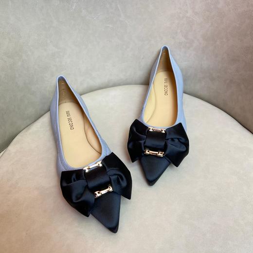 IUIU SECOND2022春季新款小香风蝴蝶结舒软浅口羊皮平底小单鞋 商品图3