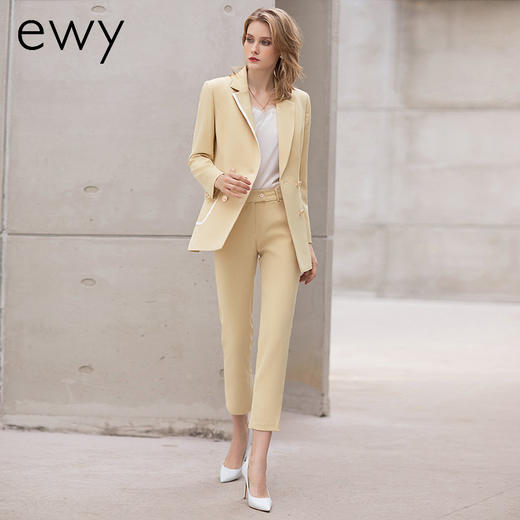 黄色气质西装套装女2022春秋时尚商务职业正装设计感小众西服外套 商品图1