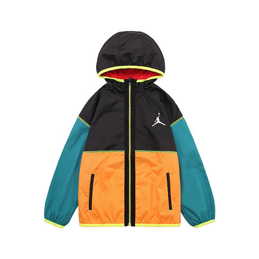 乔丹童衣男童装夹克春撞色梭织连帽风衣外套JD2212111 商品图0