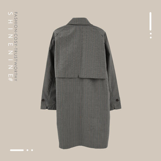 P119675105复古格纹休闲长款风衣 商品图3