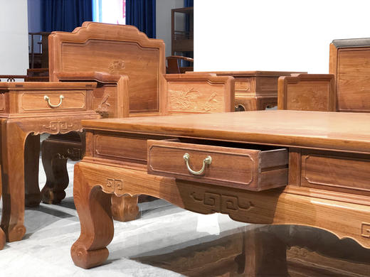 红桥红  家具严选  缅甸花梨（大果紫檀）【三弯腿荷韵沙发十三件套】 商品图5