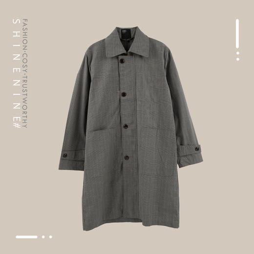 P119675105复古格纹休闲长款风衣 商品图0