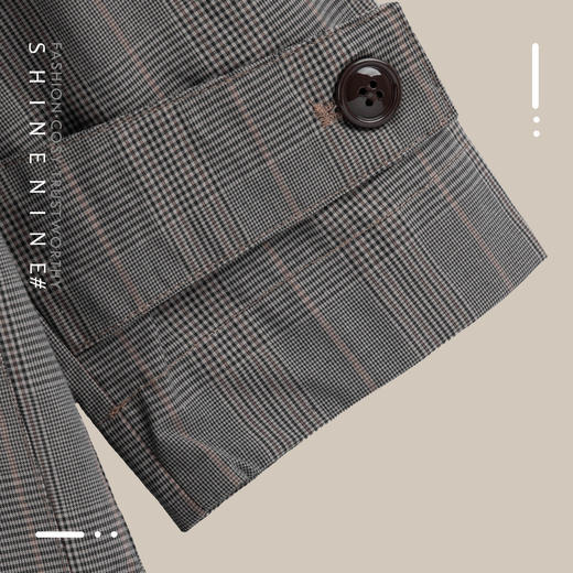 P119675105复古格纹休闲长款风衣 商品图2