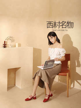 西村名物2021年夏季新款中粗跟休闲时尚凉鞋X21AH16661