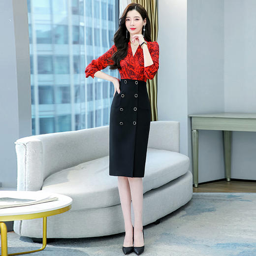 优雅时尚v领设计，气质性感百搭拼接韩版连衣裙  HR-WB22019 商品图0