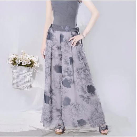 DM09059255 烟花夏装新品女复古气质雪纺印花阔腿裤休闲裤长裤 商品图4