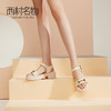 西村名物2021夏季新款牛皮革时尚魔术贴方根时装女凉鞋网红T21BG23411 商品缩略图0