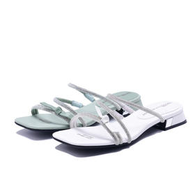 西村名物2020春夏新品条带凉鞋拖鞋碎钻闪耀T20BJ23851