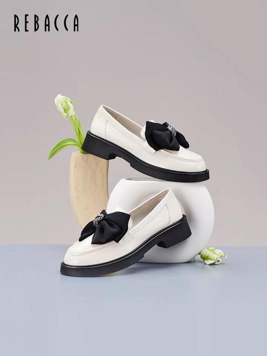 2楼瑞贝卡蝴蝶结休闲皮鞋乐福鞋牛皮通勤22022春款 商品图4