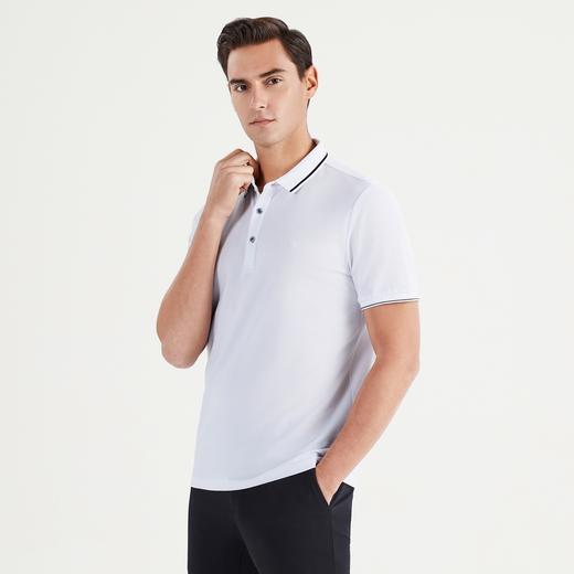 【冰氧吧】柒牌短袖polo衫男夏季薄款含桑蚕丝翻领字母体恤衫	122T70630 商品图1