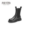 西村名物2020冬季新款烟囱靴纯色飞织牛皮革烟管靴T20DC42501 商品缩略图0
