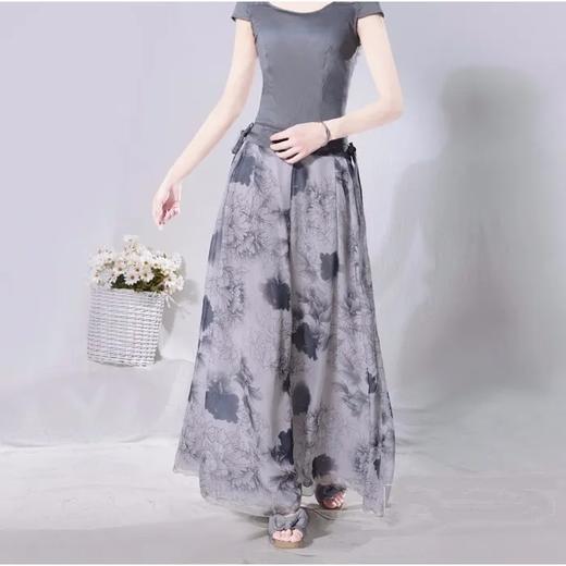 DM09059255 烟花夏装新品女复古气质雪纺印花阔腿裤休闲裤长裤 商品图0