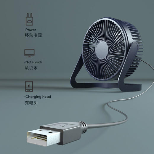 【mini桌面小风扇！清凉一夏】无刷电机+5羽大风叶，强劲柔风，360度自由旋转！畅享夏日里的循环自然风，USB生活办公电风扇 商品图3