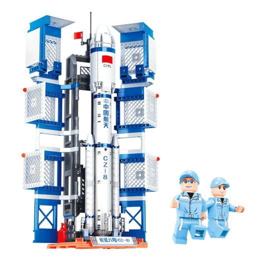 奥迪双钻（AULDEY）长征八号运载火箭积木空间站北斗卫星 商品图1