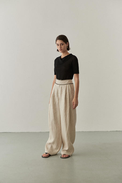 Viktoria Chan | SS22070 Chase trimmed trousers [长裤 浅米] 商品图3