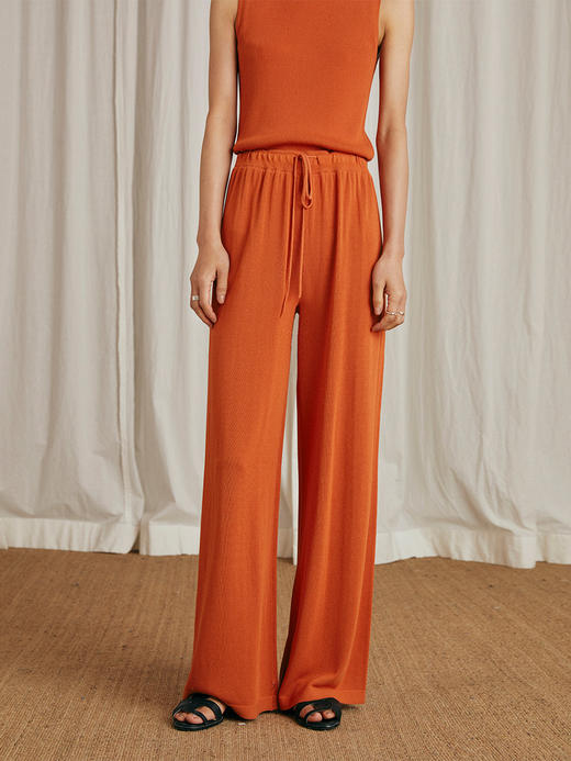 HeyDress针织休闲裤女高腰宽松直筒阔腿裤垂感百搭显瘦裤子 商品图0