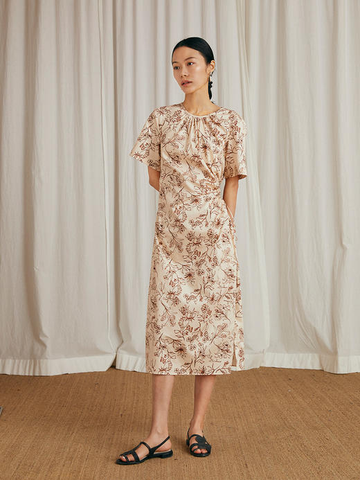 HeyDress法式温柔连衣裙女夏季收腰抽褶设计感气质小众裙子 商品图1