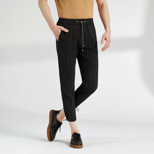 【特价】柒牌休闲长裤男春夏季时尚潮流百搭男生九分裤黑色条纹男裤子	122H71650 商品图1