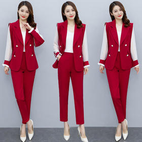 XS-93189套装女2022春季新款休闲气质时尚显瘦大气裤子拼接时髦两件套韩版