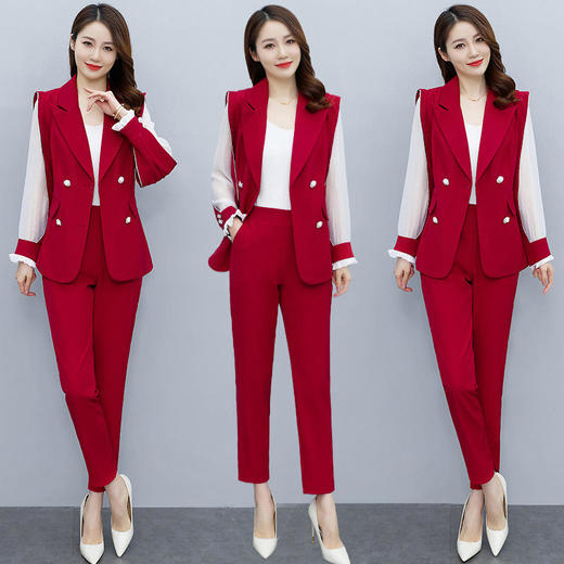 XS-93189套装女2022春季新款休闲气质时尚显瘦大气裤子拼接时髦两件套韩版 商品图0