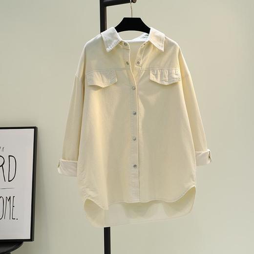 韩国牛油果绿中长款灯芯绒衬衫，新款时尚休闲百搭双口袋衬衣外套 YX2001 商品图1