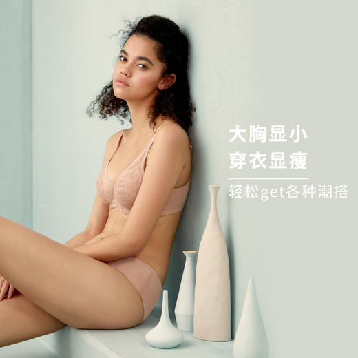 HSIA遐 超薄内衣女 波普三角薄款大码全罩杯有钢圈防滑胸罩大胸显小文胸 商品图2