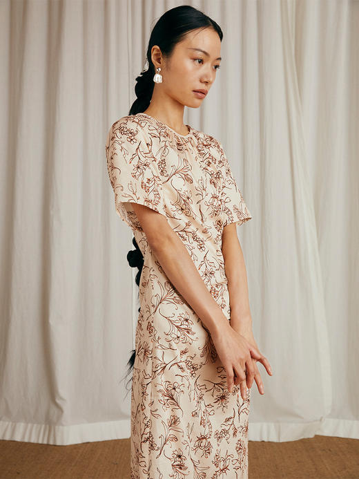 HeyDress法式温柔连衣裙女夏季收腰抽褶设计感气质小众裙子 商品图3