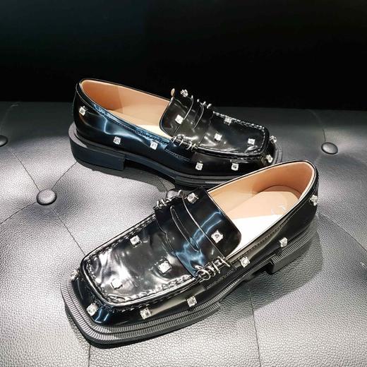 LFGJ 12410 设计师款开边珠皮方头钻饰乐福鞋 商品图5