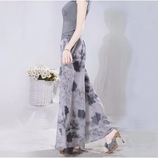 DM09059255 烟花夏装新品女复古气质雪纺印花阔腿裤休闲裤长裤 商品图1